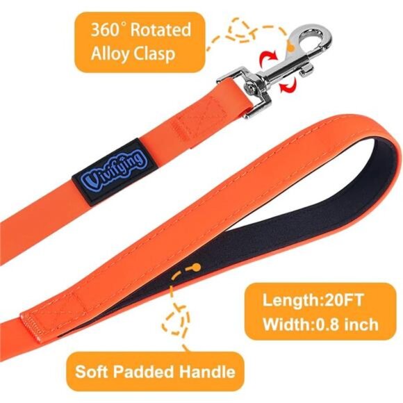 Waterproof Long Dog Leash, 20ft Dog Training Leash for Outside, Durable PVC Long - Picture 4 of 7